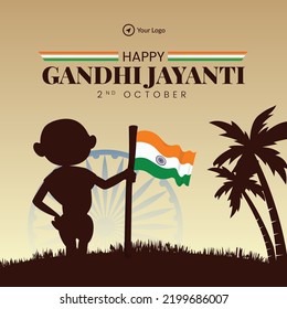 Creative happy gandhi jayanti 2nd October national festival banner template.