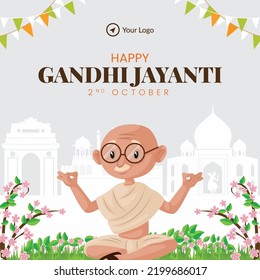 Creative happy gandhi jayanti 2nd October national festival banner template.