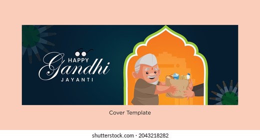 Creative happy Gandhi Jayanti cover template design.