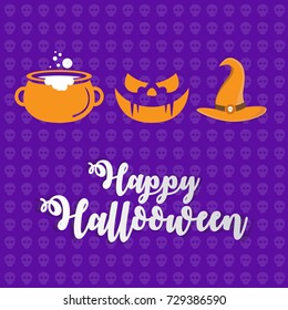 Creative happy halloween concept with lettering vector illustration. Can be used for poster, banner, typography, background, etc. 