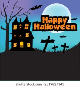 Creative Happy Halloween Design for Greeting Cards and Decorations