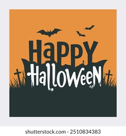 Cartel creativo de tipografía de Halloween feliz con caligrafía personalizada