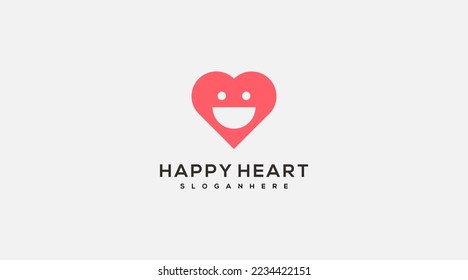 Creative Happy Heart Logo Design Icon Template