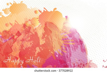 Creative Happy Holi background. Abstract watercolor art hand paint on white background. Vector illustration for your design