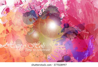 Creative Happy Holi background. Abstract watercolor art hand paint on white background. Vector illustration for your design