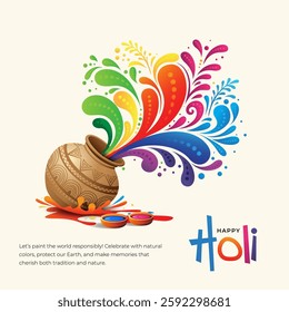 Creative Happy Holi Festival Background Design Template with Vibrant Colors