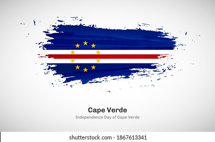 Creative happy independence day of Cape Verde country with grungy watercolor country flag background