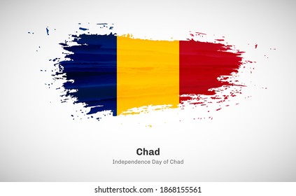 Creative happy independence day of Chad country with grungy watercolor country flag background