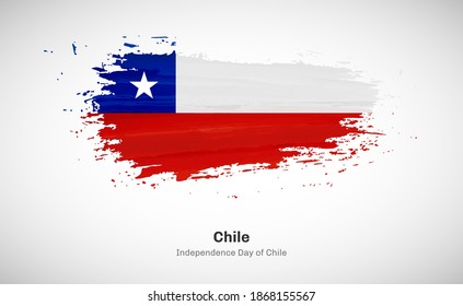 Creative happy independence day of Chile country with grungy watercolor country flag background