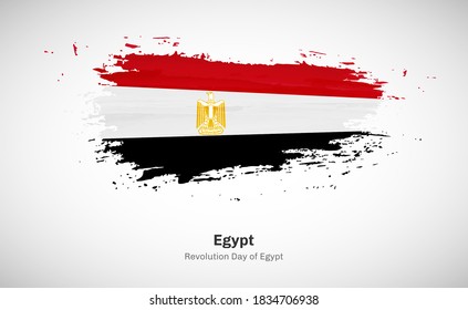 Creativo día feliz de la independencia de Egipto, país con la bandera de un país con color de agua gris