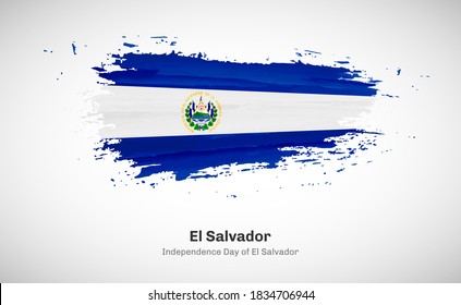 Creativo día feliz de la independencia de El Salvador país con una bandera de color de agua gris de fondo