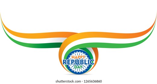creative happy independence day of india illustration vector, tricolor wave strip banner design