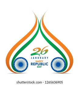 creative happy independence day of india illustration vector, tricolor wave strip banner design