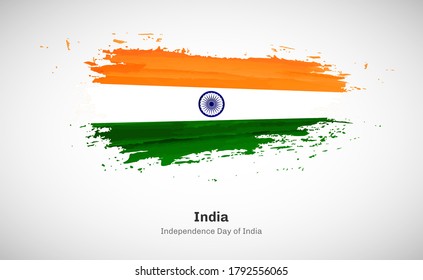 Creativo día feliz de la independencia del país de la India con un fondo de bandera del país de color de agua gris