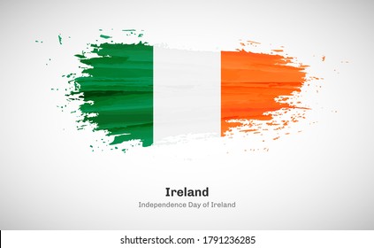 Creative happy independence day of Ireland country with grungy watercolor country flag background