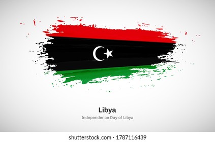 Creative happy independence day of Libya country with grungy watercolor country flag background