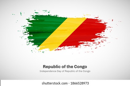 Creative happy independence day of Republic of the Congo country with grungy watercolor country flag background