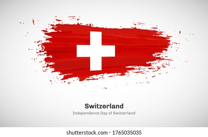 Creative happy independence day of Switzerland country with grungy watercolor country flag background