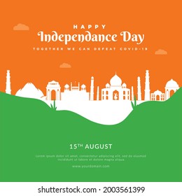 Creative happy Indian independence day banner design template.