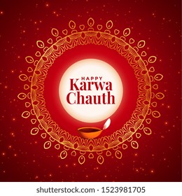 creative happy karwa chauth festival decorative card design