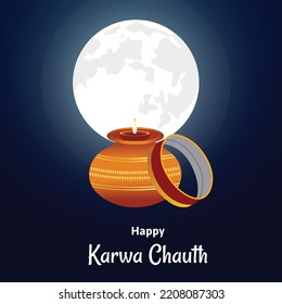Creative happy karwa chauth indian festival celebration vector illustration