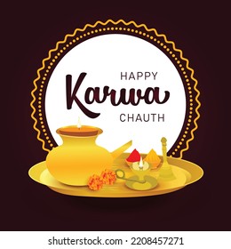 Creative happy karwa chauth indian festival celebration vector illustration