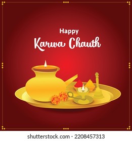 Creative happy karwa chauth indian festival celebration vector illustration