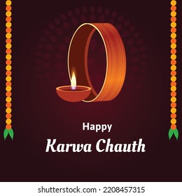 Creative happy karwa chauth indian festival celebration vector illustration