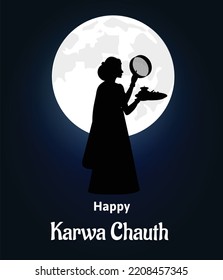Creativa celebración del festival indio de karwa chauth feliz ilustración vectorial