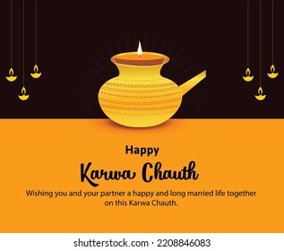 Creative happy karwa chauth indian festival celebration vector illustration
