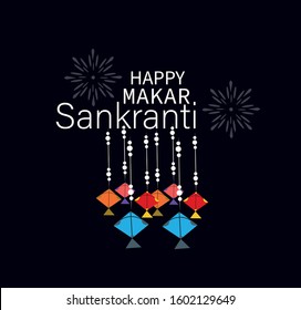  Creative Happy Makar Sankranti Festival Background Decorated with Kites.