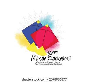 Creative Happy Makar Sankranti Festival greetings poster in Hindi Calligraphy.