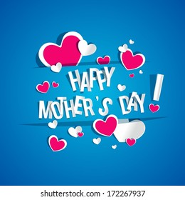 Creative Happy Mother's Day Card with Hearts vector illustration