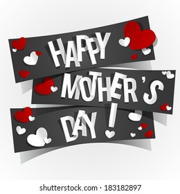 Creative Happy Mother's Day Card with Hearts vector illustration