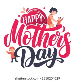 Creative Happy Mother's Day Typography Vector Art Illustration Background