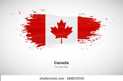 Creative happy national day of Canada country with grungy watercolor country flag background