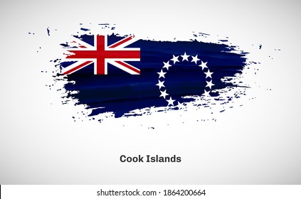 Creative happy national day of Cook Islands country with grungy watercolor country flag background