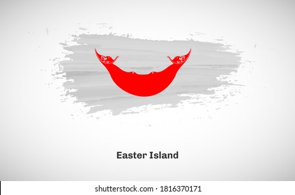 Creative happy national day of Easter Island country with grungy watercolor country flag background