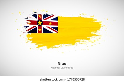 Creative happy national day of Niue country with grungy watercolor country flag background