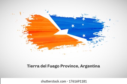 Creative happy national day of Tierra del Fuego Province Argentina country with grungy watercolor country flag background