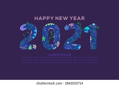 Creative happy new 2021 year design template
