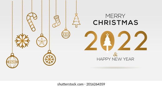 Creative (Happy new 2022 year and merry Christmas) Christmas and New Year background, posters, cards, headers, website template, Vector illustration.