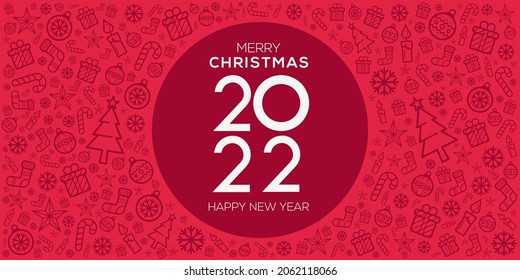 Creative (Happy new 2022 year and merry Christmas) Christmas and New Year background, posters, cards, headers, website template, Vector illustration.