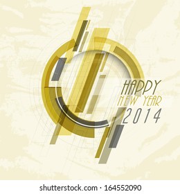 Creative Happy New Year 2014 celebration flyer, banner, poster or invitation with stylize text on grungy background. 
