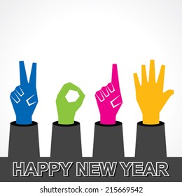 creative happy new year 2015 design with finger stock vector