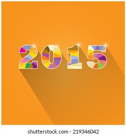 Creative happy new year 2015 text Design. Vector illustration.