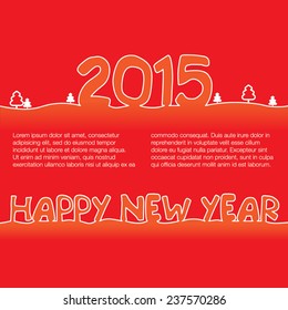 Creative happy new year 2015 in Flat design, Greeting Card. Vector Illustration. Eps 10