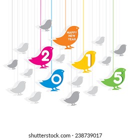 creative happy new year 2015 design bird theme vector 