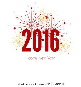 creative happy new year 2016 with bursts of multicolored fireworks. 