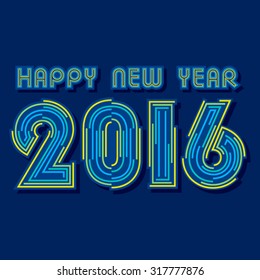 creative happy new year 2016 by line design vector